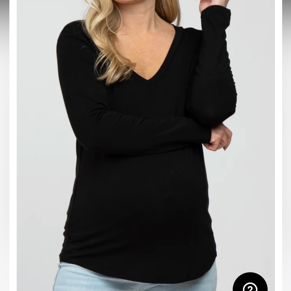 Maternity- PinkBlush maternity black long sleeve, v neck shirt size small